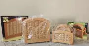 VTG Woven Wicker Rattan Wooden Coasters & Napkin Holder Set. 2003 New in Boxes.