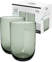 [Villeroy & Boch] Like Sage Long Drink Glass Set 2 pces, Coloured Glass Green, Capacity 385 ml