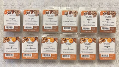 12x: Better Homes & Gardens Orange Cinnamon + Banana & Pumpkin Bread Wax 2.5 oz