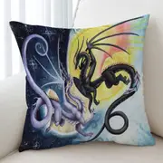 Dragons War Fantasy Art Sun vs Moon Cushion Cover