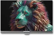 [VFMKT] Slim Metal Business Card Holder Portable Business Card Case Pocket Name Card Holder Abstract 3D Art Lion Wallet for Men Women Office Travel, style, One Size