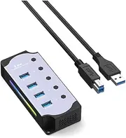 ZENWORYS 4 Port USB 3.0 Hub USB Adapter USB Splitter with Individual Led on/Off Switches 4 in 1 RGB Extender for Laptop PC
