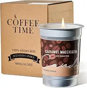 [M&SENSE] Coffee Caramel Macchiato Scented Soy Candle - Vegan, Heavy Scented, Natural Aromatherapy Candles for Stress Relief, 16.4oz 99-Hour Burn Time, Housewarming for Women & Men