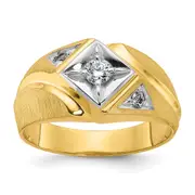 14k Two-tone Gold TT Men's Polished and Satin Diamond Ring Mounting