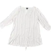 NEW Torrid Women's Plus Size 2 Blouse Top 3/4 Sleeve Purple Striped Rayon V-Neck