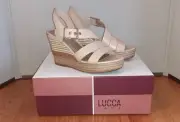 Lucca Lane Erin Natural leather platform wedge sandals 6.5 M