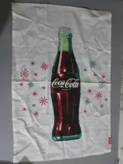 Coca-Cola Dishtowel Tea Towel 100% Cotton with Bottle and snowflakes