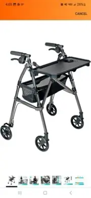 Stander Wonder Indoor Rollator with Tray and Basket Lightweight Folding Mobil...