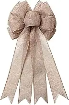 Large Burlap Wreaths Bows Rustic Jute Bows Christmas Tree Topper for Wedding Holiday Birthday Party Decoration