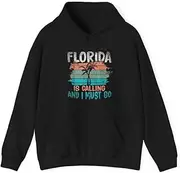 [X.Style] Florida is Calling and I Must Go Retro Palm Trees Florida ds013 Hoodie Black M