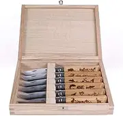 Opinel Traditional #8 Animalia Folding Knife Gift Box Set, 8.5 cm Blade (6 Pieces)