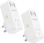 Smart Plug 10A FreshLink Smart Indoor Socket Wi-Fi Bluetooth with Remote Control,Timer, Energy Monitoring, Compatible with Alexa & Google Home, SAA Certified, 2.4GHz WiFi Only (USB -2 Pack)