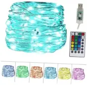 USB Fairy String Lights, 33Ft 100 LED Waterproof 16 Colors 33ft Multicolor