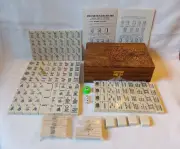 Vintage Mah Jong Set Wooden Box 148 Large Tiles Book Mahjong Jongg PART SEALED