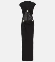 [Christopher Esber] Christopher Esber Embellished cutout jersey maxi dress AU 14 black