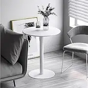 High Top Bar Table, Bar Table Round Bistro Pub Table Cocktail High Table with Top and Metal Base, Counter Breakfast Dining Table for Small Space, White(40x62cm)