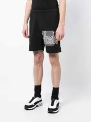 Heron Preston L100408 Mens Black Cotton Logo Regular Fit Sweat Shorts Size M