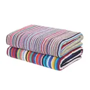 Cotton Multistriped Bath Towels | Extra Soft Large Towels, Set of 2, Multicolor