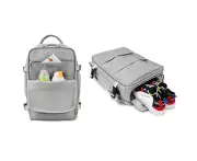 Travel Mommy Bag Laptop Backpacks Water Resistant USB Port - Light Grey