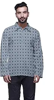 [Atasi] Indian Short Kurta for Men Rollover Sleeve Classic Shirt Casual Clothing