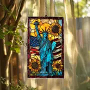Statue Of Liberty With Sunflower Acrylic Suncatcher, Patriotic Freedom Decor