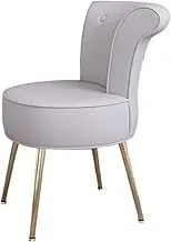 LTINGNG Upholstered Make-up Stool, Bedroom high Elastic Sponge Chair, Modern backrest Chair, Ergonomic Curved backrest, Suitable for Clothing Shops, Beauty Salons(Gray,High backrest)