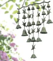 Hummingbird Wind Chimes for Outside, Large Strung Verdigris Windchimes with Wrou