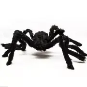 Large Black Scary Fuzzy 32" Poseable Spider Halloween 8 legs Decoration Red Eyes
