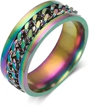 [outret] Anxiety Spinner Rings Mens Womens Fidget Rotating Ring Silver Stainless Steel