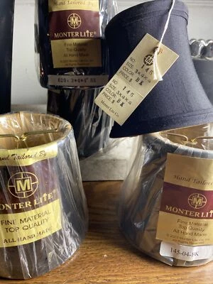 SET 5 Matching Black Gold Minter Light Lamp Shades, NEW IN WRAP Cost $26ea
