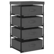 Storage Rack with 4 Fabric Baskets Steel Grey