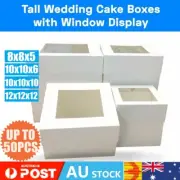 White Cake Boxes 8 10 12 Inches Display Window Face Tall Wedding Cake Box 3 Size