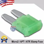 25 Pack 30A Micro2 Blade Fuse 30 AMP APT/ATR 32V Auto Car Truck Boat Marine RV