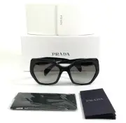 PRADA Sunglasses SPR 16R 1AB-0A7 Black Oversized Cat Eye Hexagon Thick Rim Frame