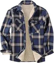 [Generic] Men Winter Casual Camisas De Thick Plaid Shirts Long Sleeve Sherpa Lined Shirt Fleece Jacket
