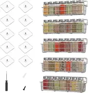 5 Pack Silver Spice Rack Organizer Wall Mount Storage Shelf For Kitchen Cabinet