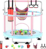 '55'' Toddler Mini Trampoline for Kids, Indoor Outdoor Toys with Swing, 440lbs Baby Kids Trampoline, Gymnastics Bar, Birthday Gifts for Boy Girl Age 1-8'