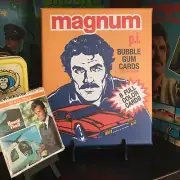 Bookshelf Canvas Print: 8"x10" of 1983 MAGNUM p.i. Wax Pack Wrapper –FREE SHIP–