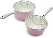GreenLife Artizan Healthy Ceramic Non-Stick 14cm and 18cm Saucepan Set, Pink