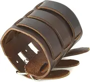 [HZMAN] Leather Bracelet Wide Triple Strap Cuff Wrap Gauntlet Wristband Buckle Fastening Arm Armor Cuff Bracelet