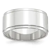 Solid 14K White Gold 10mm Flat with Step Edge Men's/Women's Wedding Band Ring Size 10