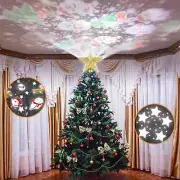 Christmas Tree Topper Lighted 3D Hollow Golden Star with Rotating Projection