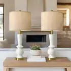 27" Modern Ceramic Table Lamp Set of 2 for Living Room Bedside Lamps for White