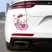 在飛比找蝦皮購物優惠-KT貓車貼劃痕遮防水汽車貼紙裝飾可愛卡通kitty貓貼畫車門