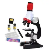 Science Kits for Kids Beginner Microscope Kit with LED 100X 400X and 1200X Red