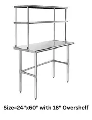 Overshelf Work Table, NSF Commercial Certified Stainless Steel for Kitchen