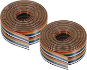uxcell 2 Pcs 20 Pin Flat Rainbow Ribbon Cable 9.84FT 1.27mm Pitch Breadboard Jumper Wires for Electronic Projects