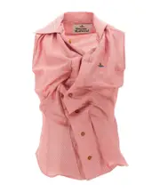 Vivienne Westwood Drunken Striped Sleeveless Shirt IT42 Pink