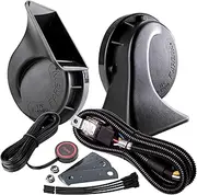 FARBIN Car Horns Kit with Button 12V Truck Horn Loud Train Horn for Car Electric Air Horns (Black Snail horn with harness and button, 12v)