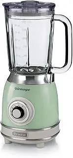 [Ariete] Vintage 583 Glass Mixer, Retro Multifunctional Blender with 4 Blades, 4 Speeds + Pulse Function, Ice Crusher Function, 1.5 Litre Capacity, 1000 W, Green